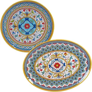 Portofino 2 Piece Melamine Platter Set, Multi Colored, Large