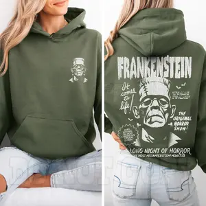 Vintage Frankenstein Hoodie – Retro Horror Movie Graphic Pullover, Classic Monster Halloween Sweatshirt