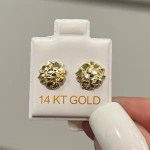 14k gold earrings- nugget round 8.5mm