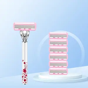 6-Layer Manual Classic Razor, Metal Handle, Stainless Steel Blade, Pain-Free Shaving, Ideal for Underarm, Leg, Body Hair, Daily Care Essential