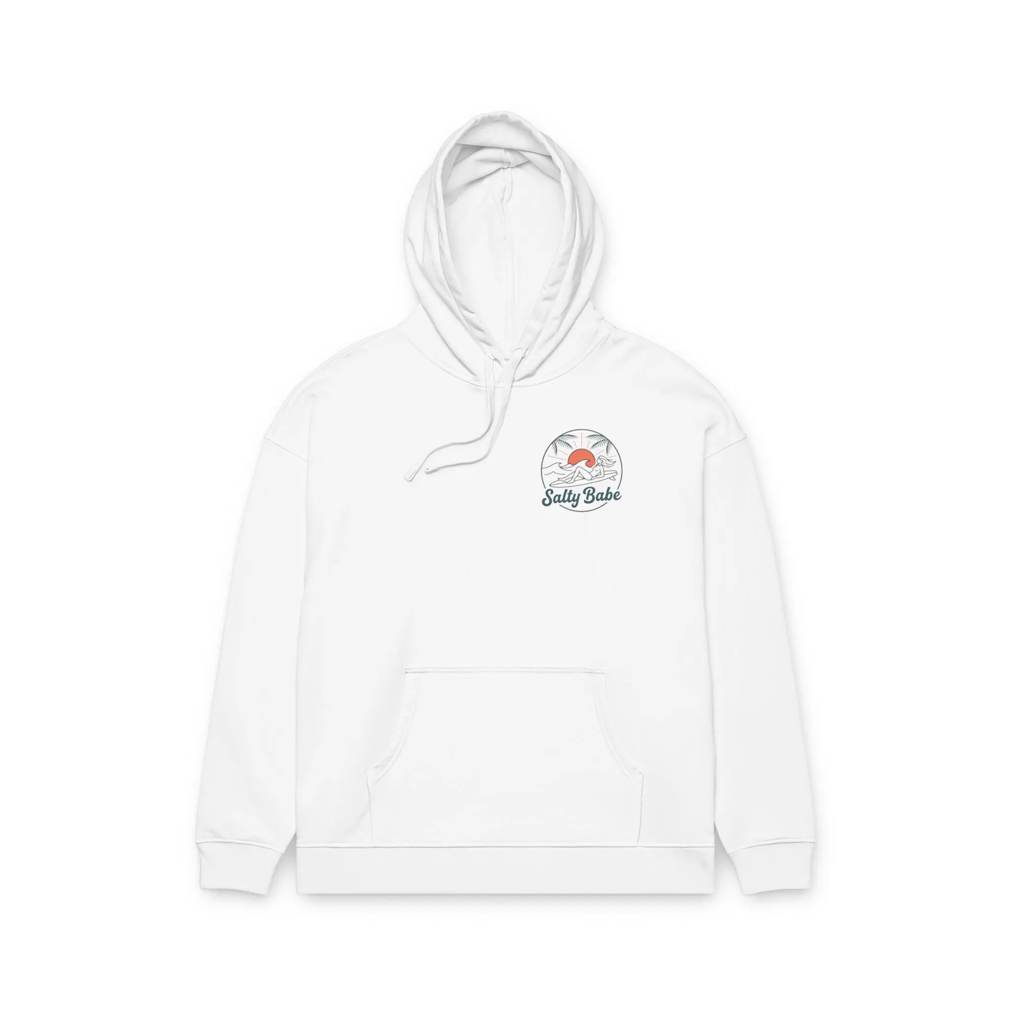 Men's Salty Babe Sunset Beach Hoodie - Surf Palm Graphic, Plush Baggy Tops with Kangaroo Pocket for Everyday Wear