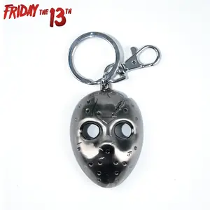 1PC WB Officially Licensed Friday the 13th Jason's Mask Pewter Keyring Metal Keychain Backpack Wallet Keyring Fashion Decoration Accessories Luggage charm Bag Clip Funny Valentines Day Gifts
