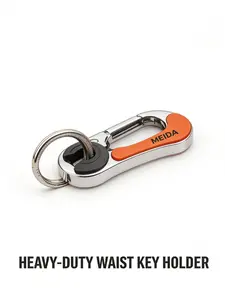 Meida Men's Car Keychain | Solid Zinc Alloy Carabiner Key Ring | 6.8cm Length | Black/Orange Color Options | Heavy-Duty Waist Hanging Key Holder | Durable Dad Jewelry Accessory | Perfect for Car Keys, Daily Use & Father's Day Gift for Men