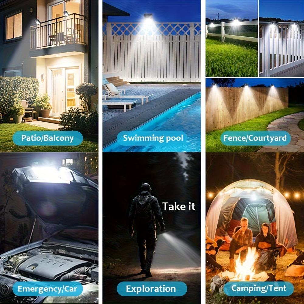 Solar Motion Lights - 2/4pcs Clip-On Solar Powered 60 LED Ultra Bright Rechargeable IP65 Rated Water Resistant Outdoor Security Lamps, 3 Multi-Modes, 100° Wide Angle, Smart Flood & Spot Lighting for Porch, Balcony