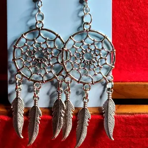 Dream Catcher Earrings Silver Plated