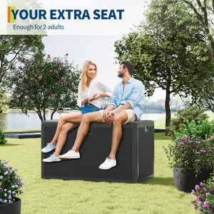 130 Gallon Resin Outdoor Deck Box, Waterproof Weather Resistant Large Storage Chest with Lockable Lid, Brown Resin Bin for Patio Cushions, Garden Tools and Pool Accessories, Ideal for Backyard Porch Garden