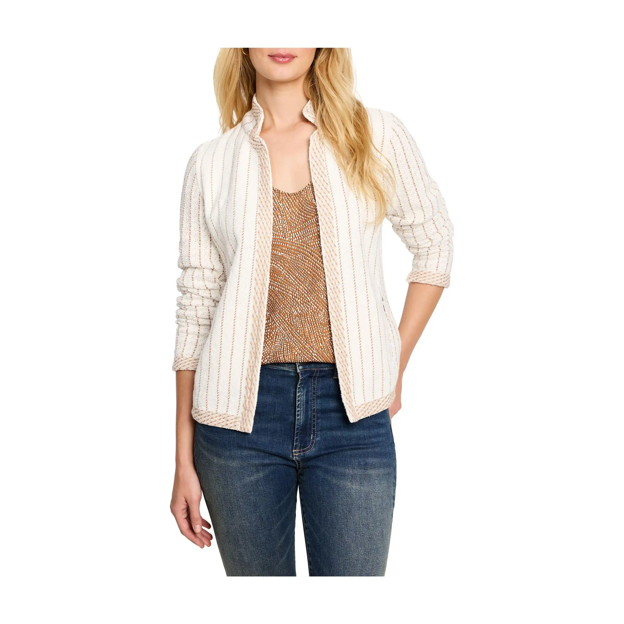 NIC+ZOE Pinstripe Notch Collar Knit Jacket