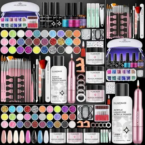 Acrylic Nail Kit for Beginners Professional Complete Set with Drill UV Light Gel Polish Nail Art Tools for Salon Quality Manicures at Home Natural Resin Comfortable 35 Day Wear Low Odor - Cutics