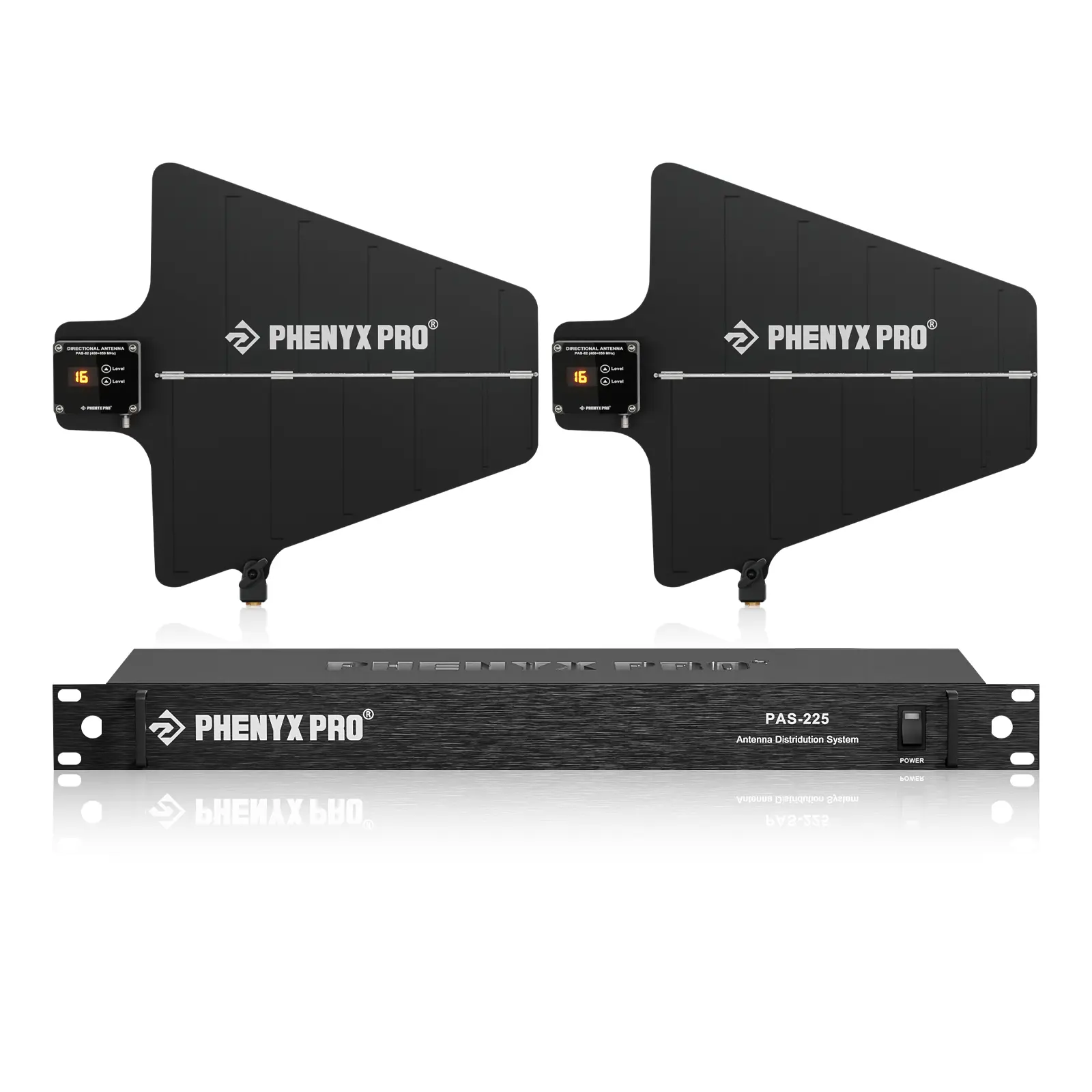 Phenyx Pro PAS-225X UHF Active Directional Antenna Kit, Wireless Mic Distribution System with 8 Outputs, 2 Cascade Ports, 160ft Coverage, for Stage & Live Sound