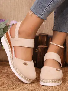 Women's Fashionable Braided Design Wedge Sandals, Casual Comfortable Platform Sandals for Summer, Lightweight Breathable Shoes for Daily Wear, Girl Footwear