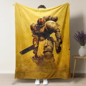 Warhammer Titus Pattern Flannel Blanket, Soft Comfortable Warm Primaris Space Marine Throw, Air Conditioned Room Blanket, Warm Nap Blanket for Office Travel, Soft Cozy Blankets for Home Decorations