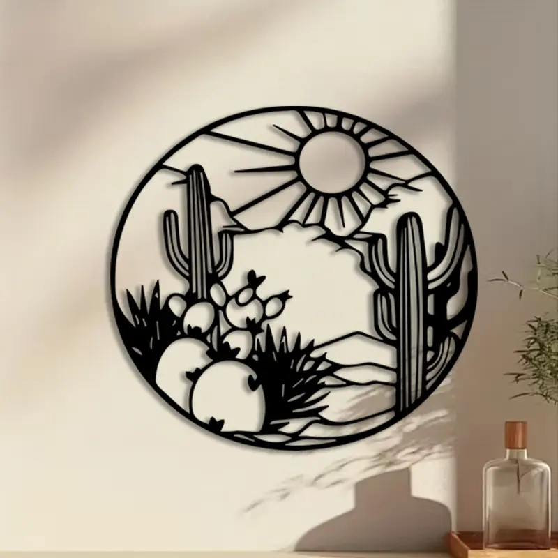 1pc Vintage Cactus Metal Wall Art, Vintage Cactus Statue Mural, Perfect for Patio, Living Room, Outdoor Space Decor, Christmas Decor, Ideal Gift for Landscape Lovers autumn home decor