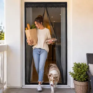 Hands-Free Magnetic Screen Door, Auto-Close Fine Mesh Curtain, Pet Friendly & Scratch-Resistant, Easy Hook & Loop Install