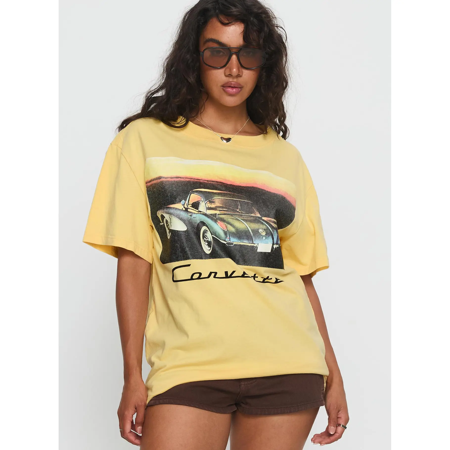 Corvette Legends Oversized Graphic Top Yellow