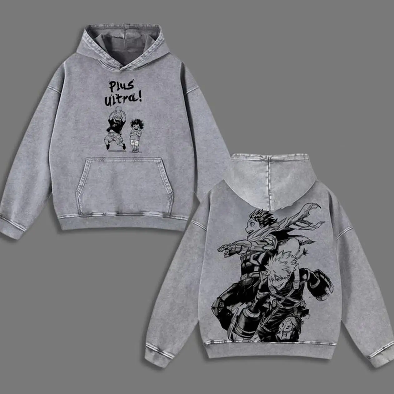 Deku X Bakugo Washed Hoodie, MHA Ship Apparel, My Hero Academia Merch, Vintage Washed Oversized Sweater, BakuDeku Graphic Hoodie, Anime Couple Aesthetic, Katsuki And Izuku Fashion, Plus Ultra. F70