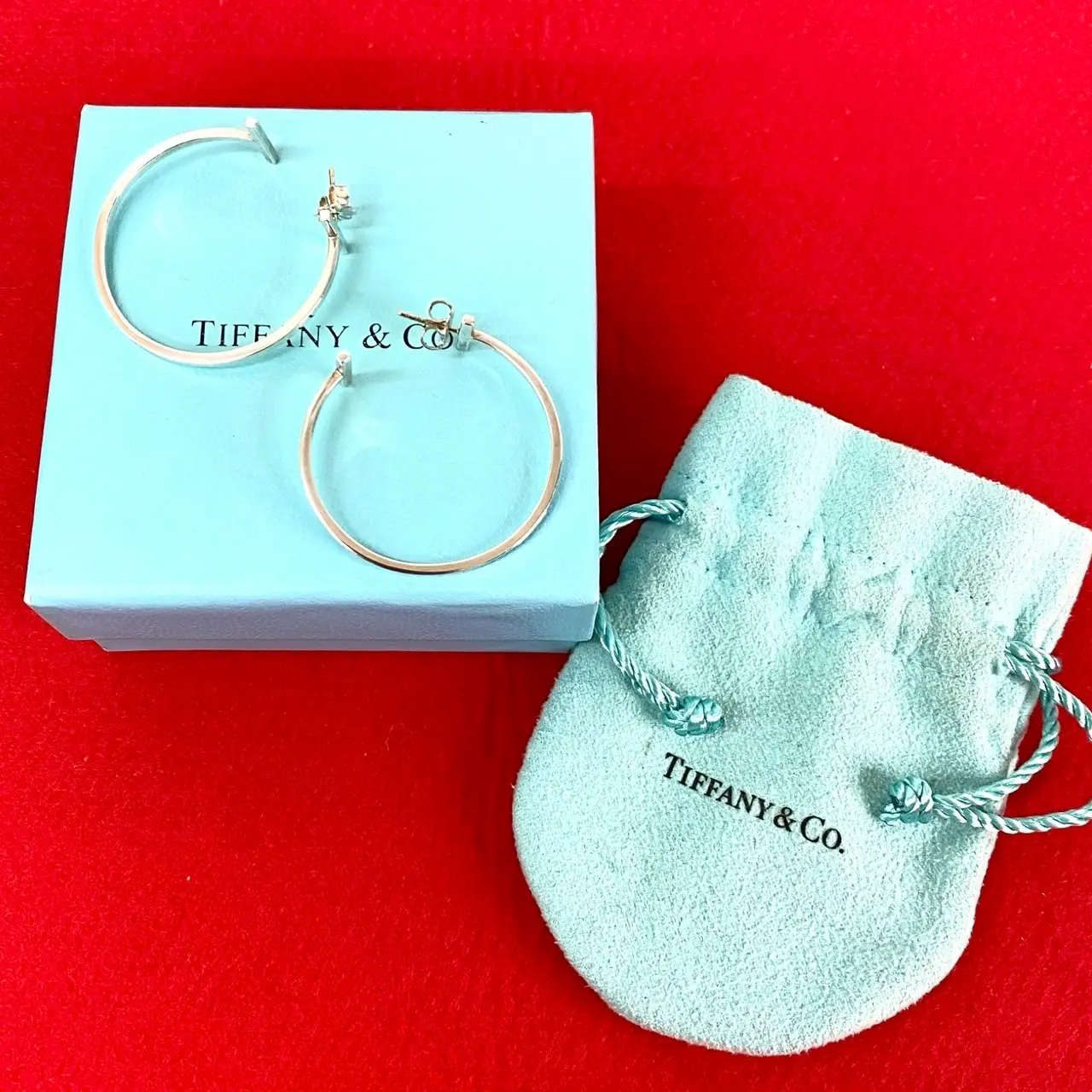 Pre-owned Tiffany & Co. Sterling Silver 925 (Ag925) Small Leather Goods Tiffany&Co. T Wire Silver 925 Earrings