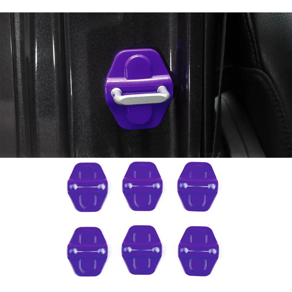 6-Pack Purple ABS Door Lock Cover Buckle Decor Trim, Vehicle Exterior Decoration Accessories for 2018-2021 Jeep Wrangler JL/JLU, 2020-2021 Jeep Gladiator JT