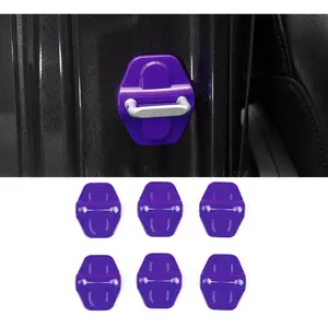 for JL Door Lock Cover Buckle Decor Trim for 2018-2021 Jeep Wrangler JL JLU, for Jeep Gladiator JT 2020 2021, ABS Exterior Accessories, 6PAC,Purple