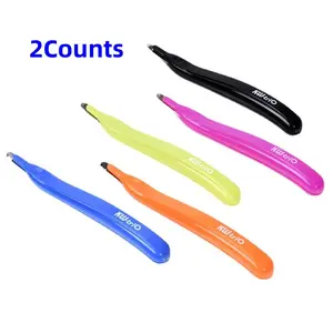 Random Color Magnetic Staple Remover, 2 Counts Portable Mini Staple Puller, Multifunctional Staple Remover Tool Office Stationery Supplies for School, Office and Home