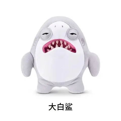 Fuggler x JAWS 50th Anniversary Plush Toy - Great White Shark Stuffed Animal with Creepy Teeth, Funny Horror Movie Memorabilia & Cursed Gag Gift for Fans