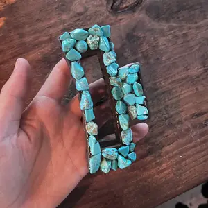 Matte brown claw clip with turquoise stones