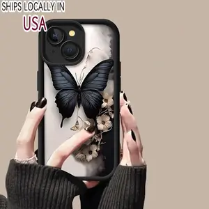 Butterfly Pattern Phone Case, Shockproof Phone Protective Cover, Phone Accessory Compatible with iPhone 16 15 14 13 12 Plus Pro Max