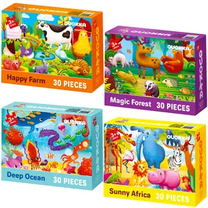 QUOKKA 4 Set 30 Pieces Puzzles for Toddlers 4-6 - Forest,  Ocean & Africa Animals Toys for Boy and Girl