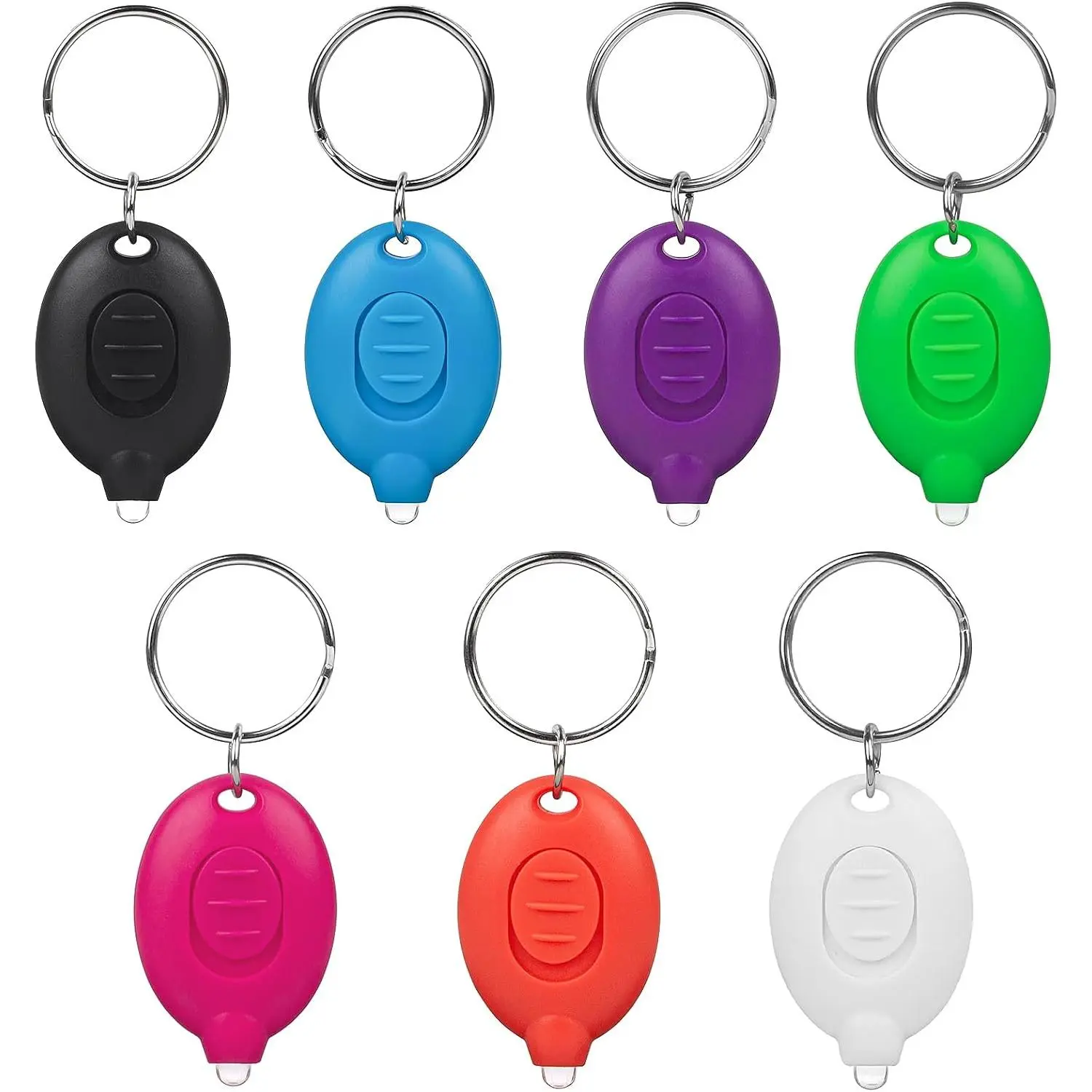 7 Pcs Plastic LED Keychain Flashlights, Ultra Bright Mini Battery-Powered Lights with Key Rings, Small Portable 7-Color Shell Keychains for Outdoor Activities, Emergency Use