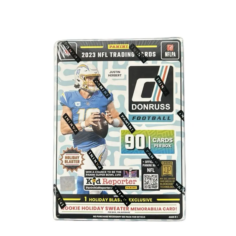Donruss 2024 NFL Football Blaster Trading Cards - 90 Cards Per Box with Holiday Blaster Exclusive and Kid Reporter Memorabilia Card