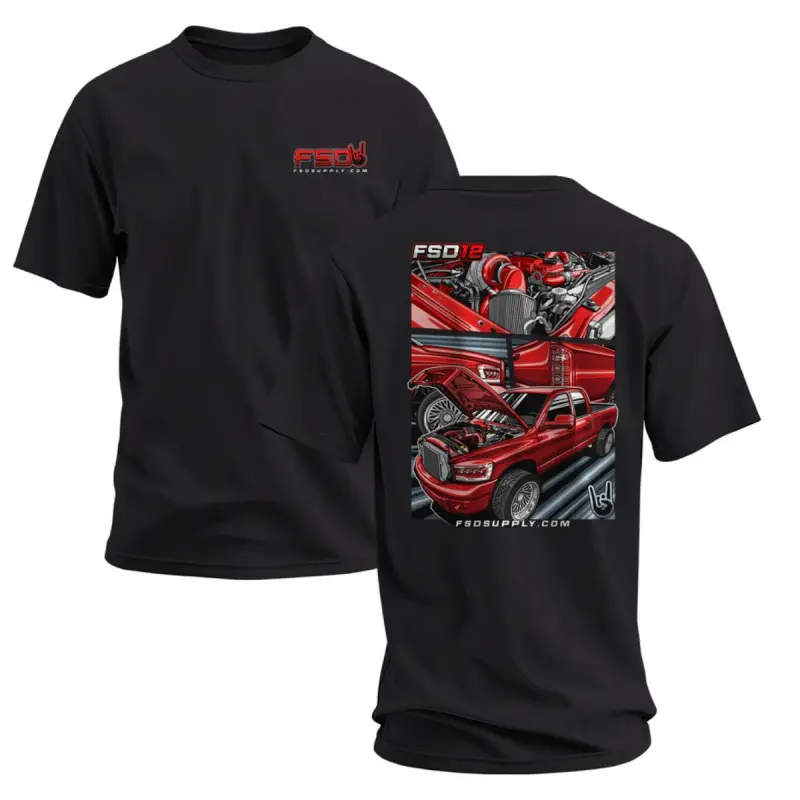 [ trendy t-shirts][Graphic Tee]Red Truck Build Graphic T-Shirt for Diesel Truck Builders & Gearheads Unisex Cotton Blend Tee with Bold Full Back Print Ideal for Mechanics & Diesel Enthusiasts - Fabric, Man Menswear Oversized Top Love