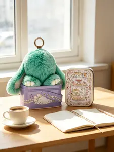 Style Handmade Rabbit Keychain, Elegant Tin Box Packaging, Perfect Gift for Best Friend Girlfriend, Cute Plush Bunny Keychain