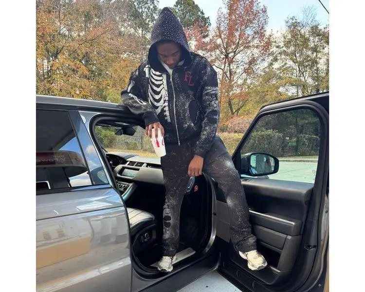 FL Skeleton Hoodie and sweatpants - Custom Cropped Airbrushed with Rhinestone Bone Detailing & LF Logo Embroidery for Bold Streetwear