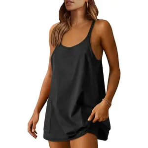 Sports & Outdoors Sports & Outdoors ANRABESS Women Athletic Dress Summer Tennis Workout Active Sports Mini Romper Dress Built in Shorts Travel Vacation Clothes