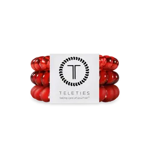 TELETIES - Red Carpet Ready Large Hair Ties - Strong Grip No Rip Design with Chic Bracelet Feature - Durable Waterproof Hair Essentials - Pack of Three