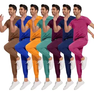 Men Women Unisex Nurse Surgical Scrubs Suits Doctor Medical Hospital Uniform Top Jogger Pants Scrubs Nursing Veterinary Uniforms