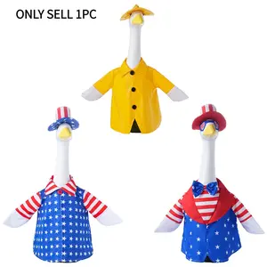 Independence Day Porch Duck Costume, Matching Costume, Waterproof Raincoat Set, American Flag Hat, Perfect for Festive Outdoor Decor, Garden or Patio, Decoration, Complete Set
