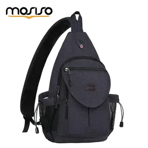 MOSISO Men & Women Canvas Sling Bag Crossbody Chest Backpack | Wear as Shoulder Bag, Fanny Pack, Waist Bag, Sling Pack | Fits 6-11 Inch Tablets | With Anti-theft Pocket, Water Bottle Holder | Travel, Hiking, Cycling, Camping,