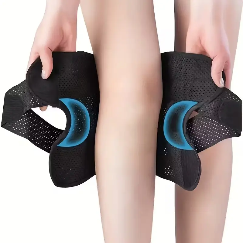 Unisex 2-Piece Knee Compression Sleeve Set - Adjustable Patellar Belt, Side Stabilizers, Breathable Mesh Knit, EVA Pads, Ergonomic Snug Support for Volleyball, Meniscus Tear Relief, Hypoallergenic Itch Control, Two Piece Set, Athletic