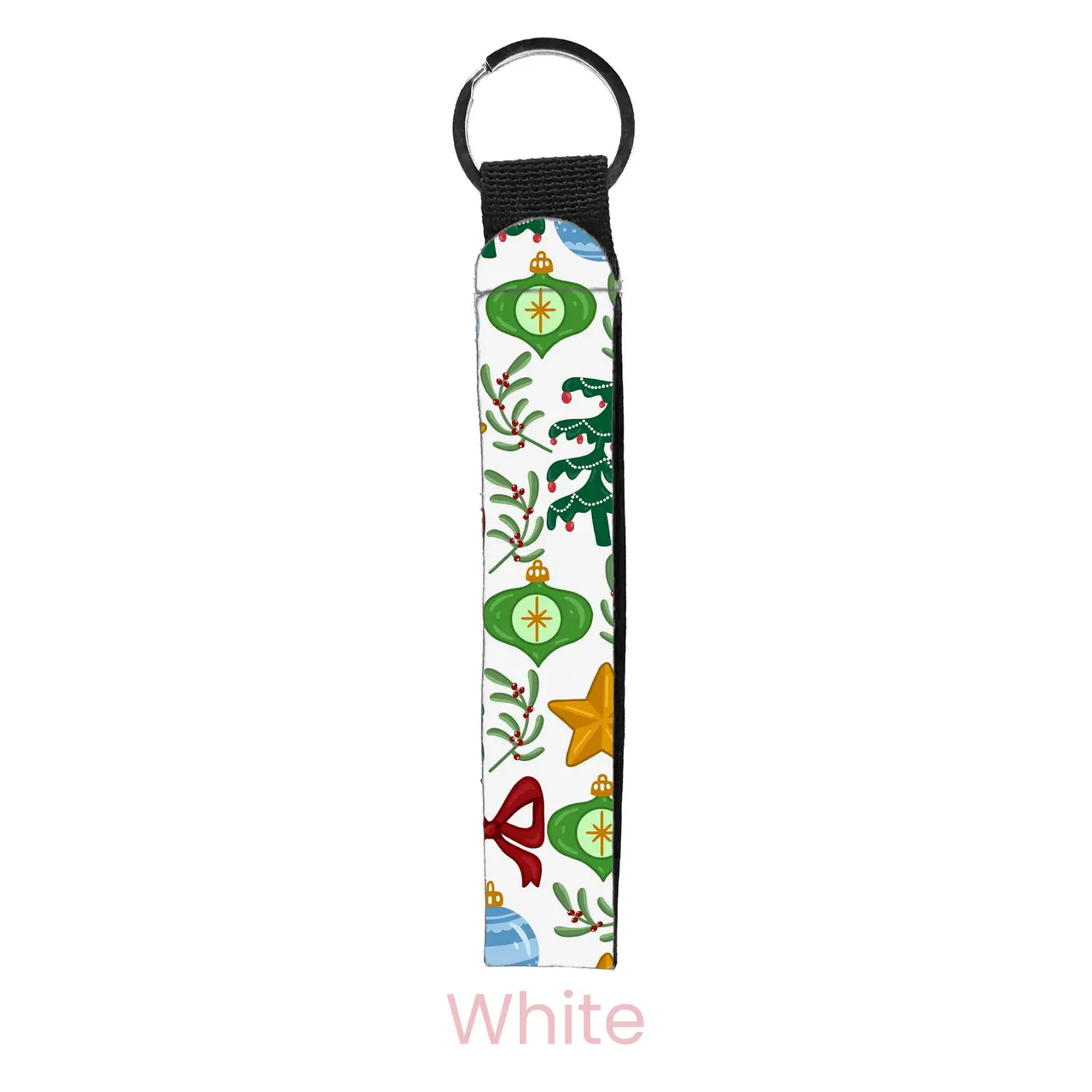 abbyrose Quilted Christmas Wristlet Key Chain White