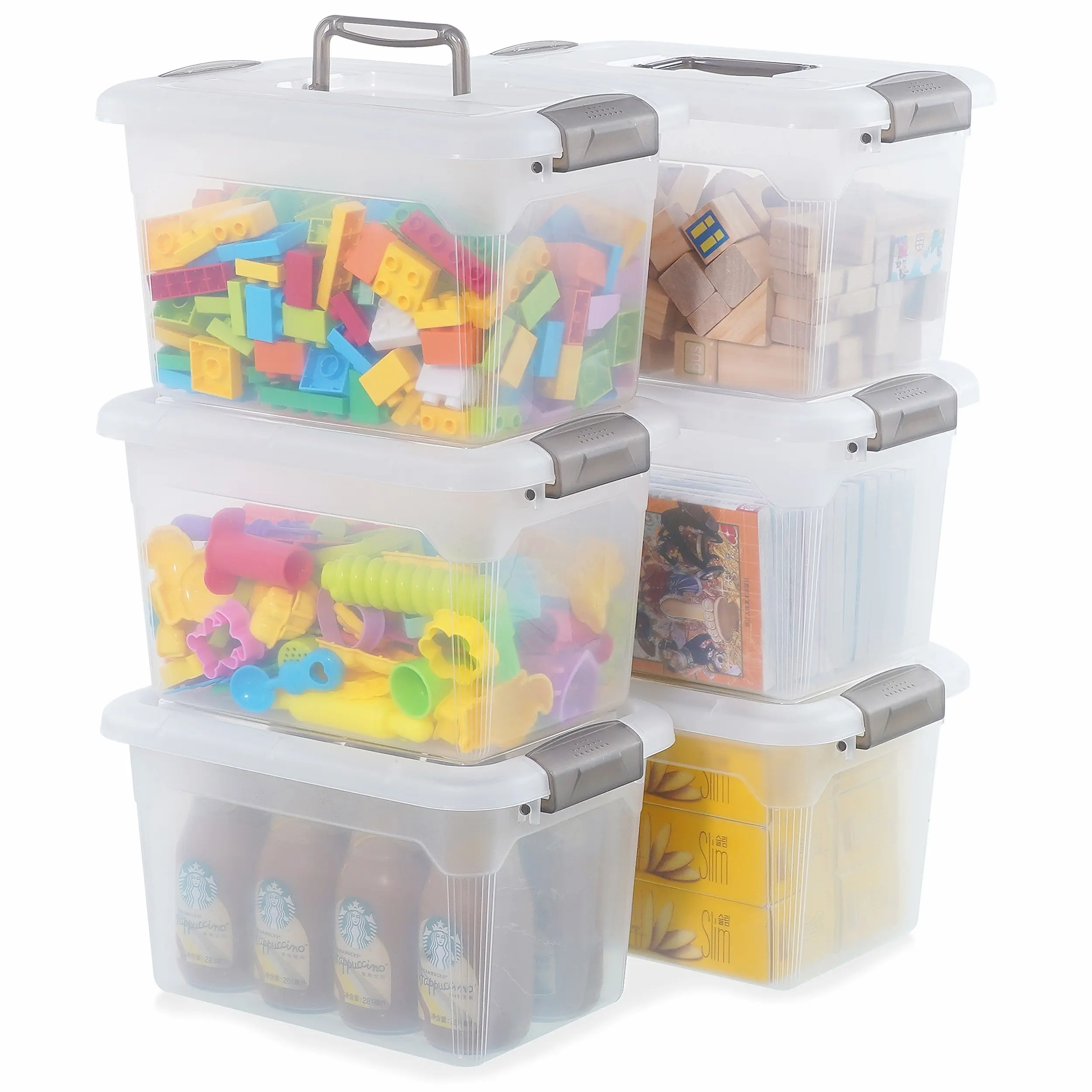 Set of 6 Rectangular Plastic Storage Containers with Lids, Ideal for Organizing Small Items Like Jewelry And Other Additions, Perfect for Classification
