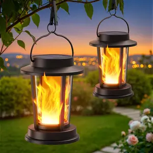 Decorative Lights Solar Lantern Outdoor Lights, Upgraded Flickering Flame Solar Lantern Outdoor Waterproof Lights, Solar Lanterns for Patio Garden Decoration, Flame Garden Lanterns for Outdoor Patio Trail Decorations