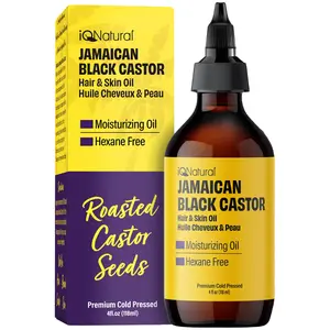 IQ NATURAL 4oz Unscented Jamaican Black Castor Oil for Hair, Organic Cold Pressed Castor Oil Hexane Free, Dry Scalp Oil for Damaged Hair Haircare