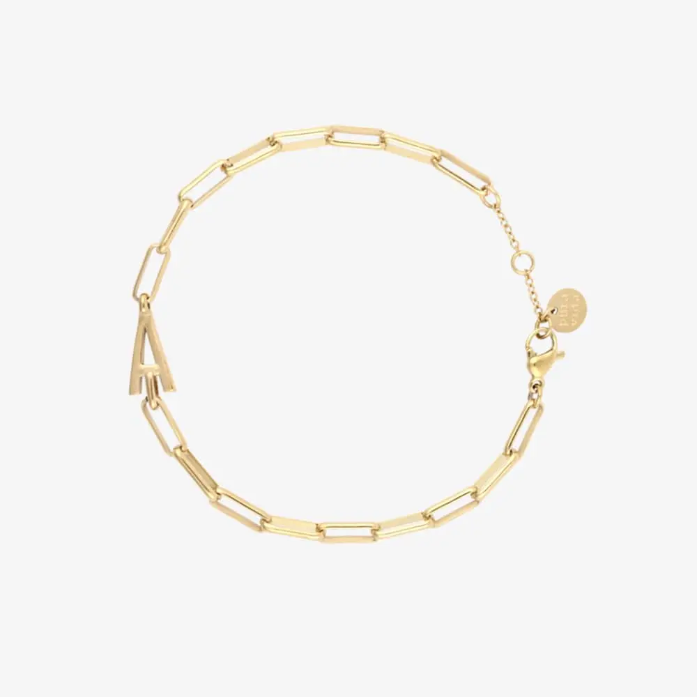 Initial Paperclip Chain Bracelet