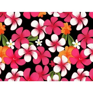 1 YARD POLY COTTON MATERIAL - BLACK PLUMERIA