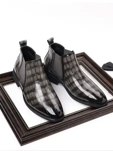 Men's Chelsea Boots Leather Lightweight Casual High-Top & Ankle Boot Classic Elastic Formal Shoes, Comfortable and Stylish Footwear