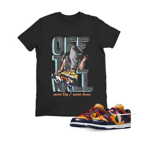 Off White Dunk Low University Gold Matching Shirt, Midnight Navy Sneaker Match Tee