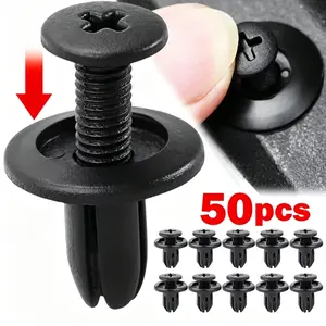 50pcs 8mm Plastic Car Fasteners, Universal Rivets, Durable Anti-Loss Design, Bumper Fender Clips, Vehicle Replacement Parts, Bumper Retainer Clips