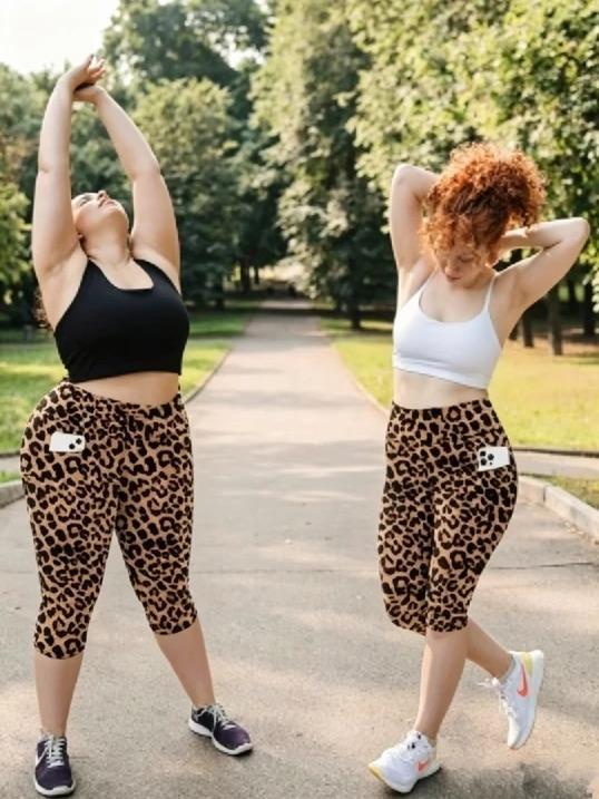 4 Pack Plus Size Capri Leggings for Women High Waisted Yoga Pants with Pockets for Women Tummy Control Workout Leggings Yoga Capris