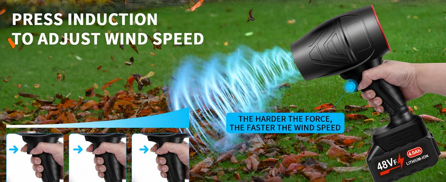 POWNYM Leaf Blower Cordless, Powerful Handheld Electric Blower with 21V Batteries, Lightweight Leaf Blower for Lawn Care, Patio, Leaves, Snow & Dust Removaltteries(Detachable lithium battery*1,Blower main unit*1,Charger*1）