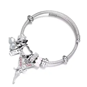 Stainless Steel Jewelry DIY Charm Bracelet for Women & Kids - Lovely Design with Silver Tone and Unique Charm Elements